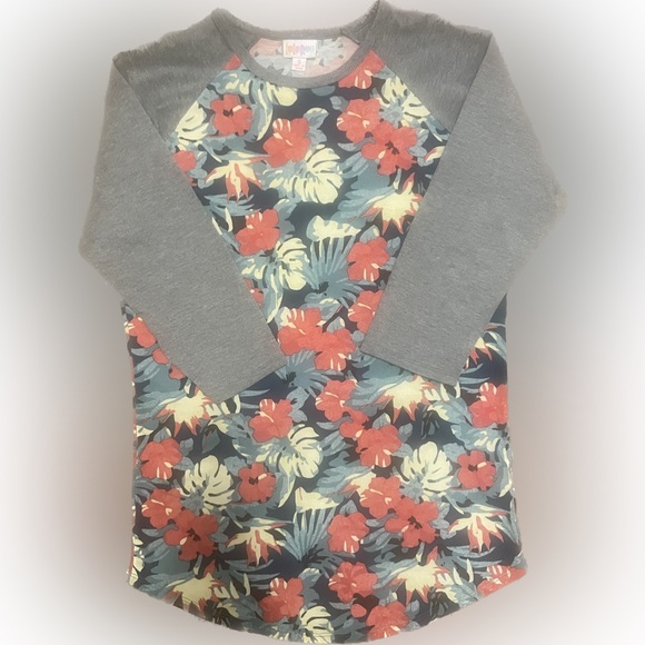 LuLaRoe Tops - LuLaRoe Print Randy Baseball Tee Shirt. Hawaiian Flowers